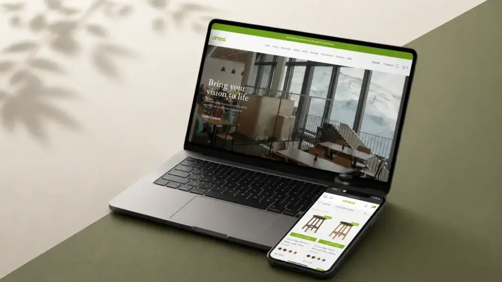 Cintesi B2B eCommerce website on a laptop and phone