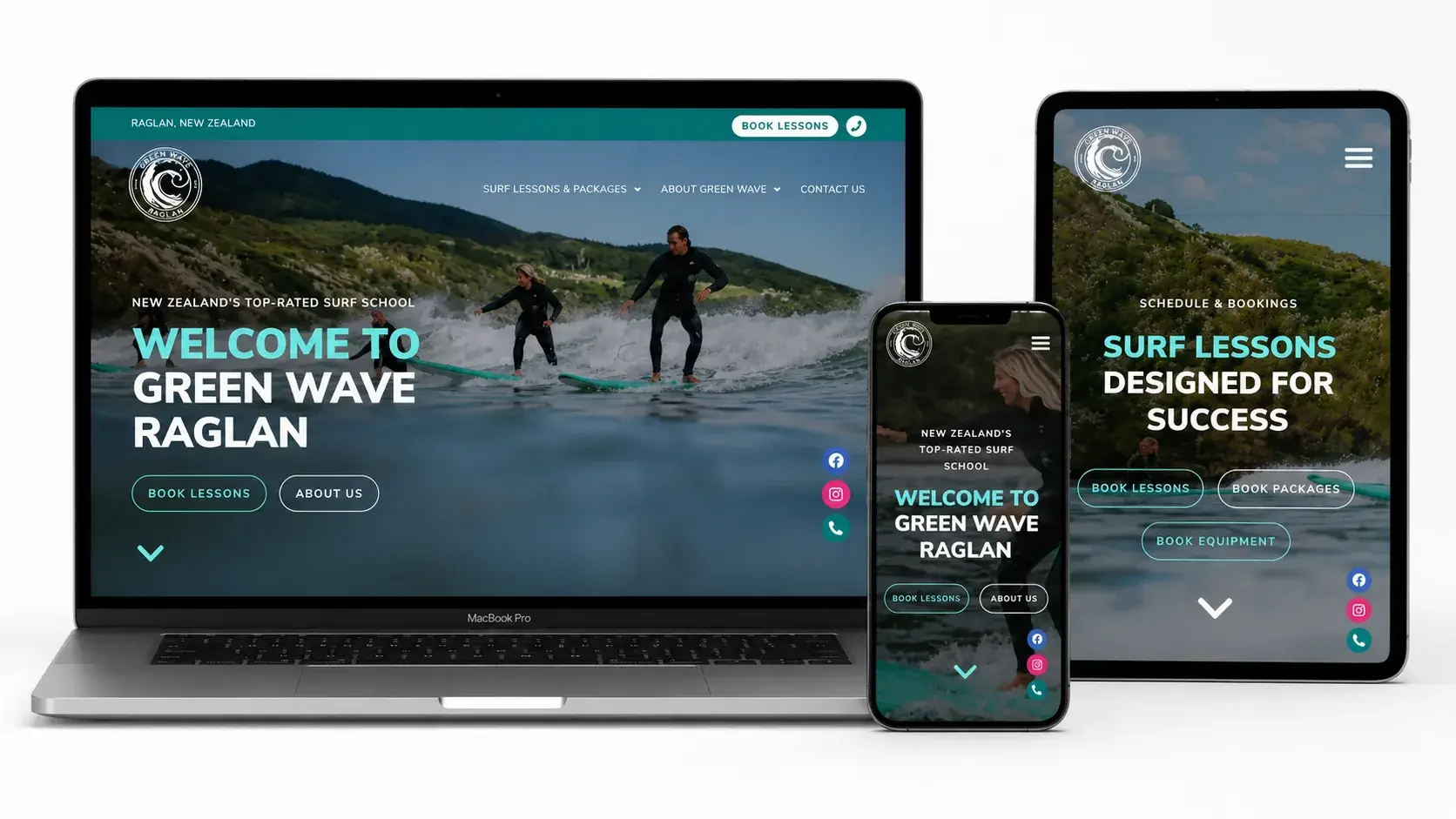 Green Wave Raglan website on desktop and mobile