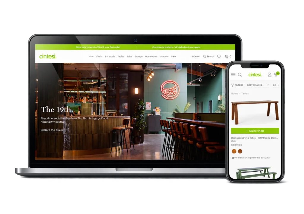 Cintesi website hero - developed by Web Paste