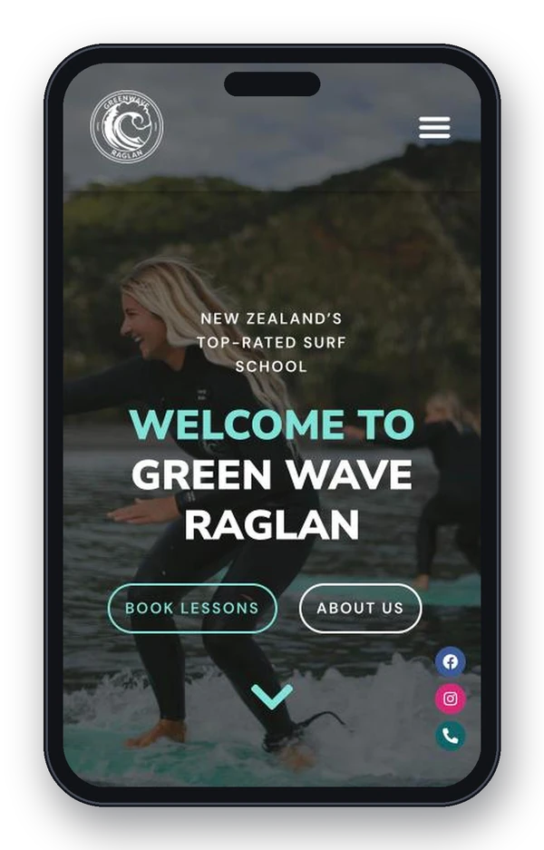 Green Wave Raglan website on mobile